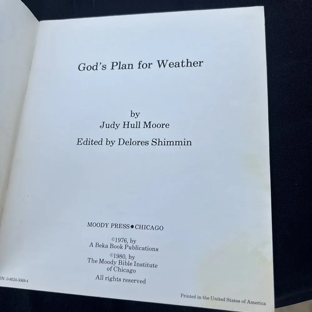 God's Plan For Weather ~1980~ Moore Moody Press A Beka Book Children's Storm 🌩️